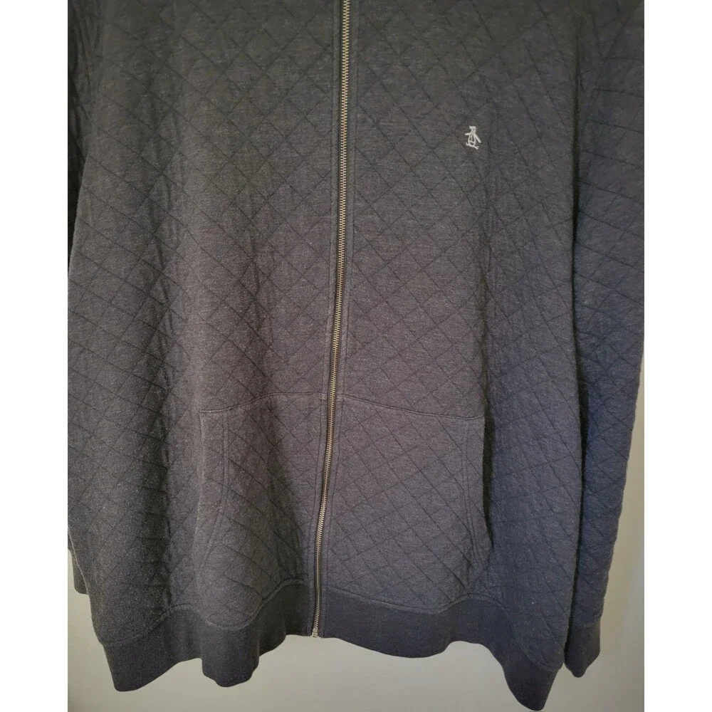 Men's Original Penguin Grey Full Zip Hoodie Size 3XLT Big & Tall By Munsingwear - Picture 3 of 7